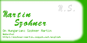 martin szohner business card